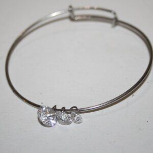 Beautiful silver sparkling CZ charm bangle bracelet